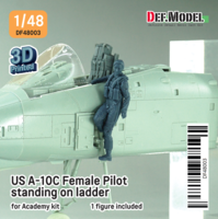 US A-10C Female Pilot standing on ladder
