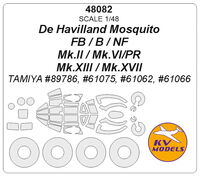 De Havilland Mosquito NF Mk.II / NF Mk.XIII/XVII / FB Mk.VI/NF Mk.II / B Mk.IV/PR Mk.IV (TAMIYA #89786, #61075, #61062, #61066) + wheels masks